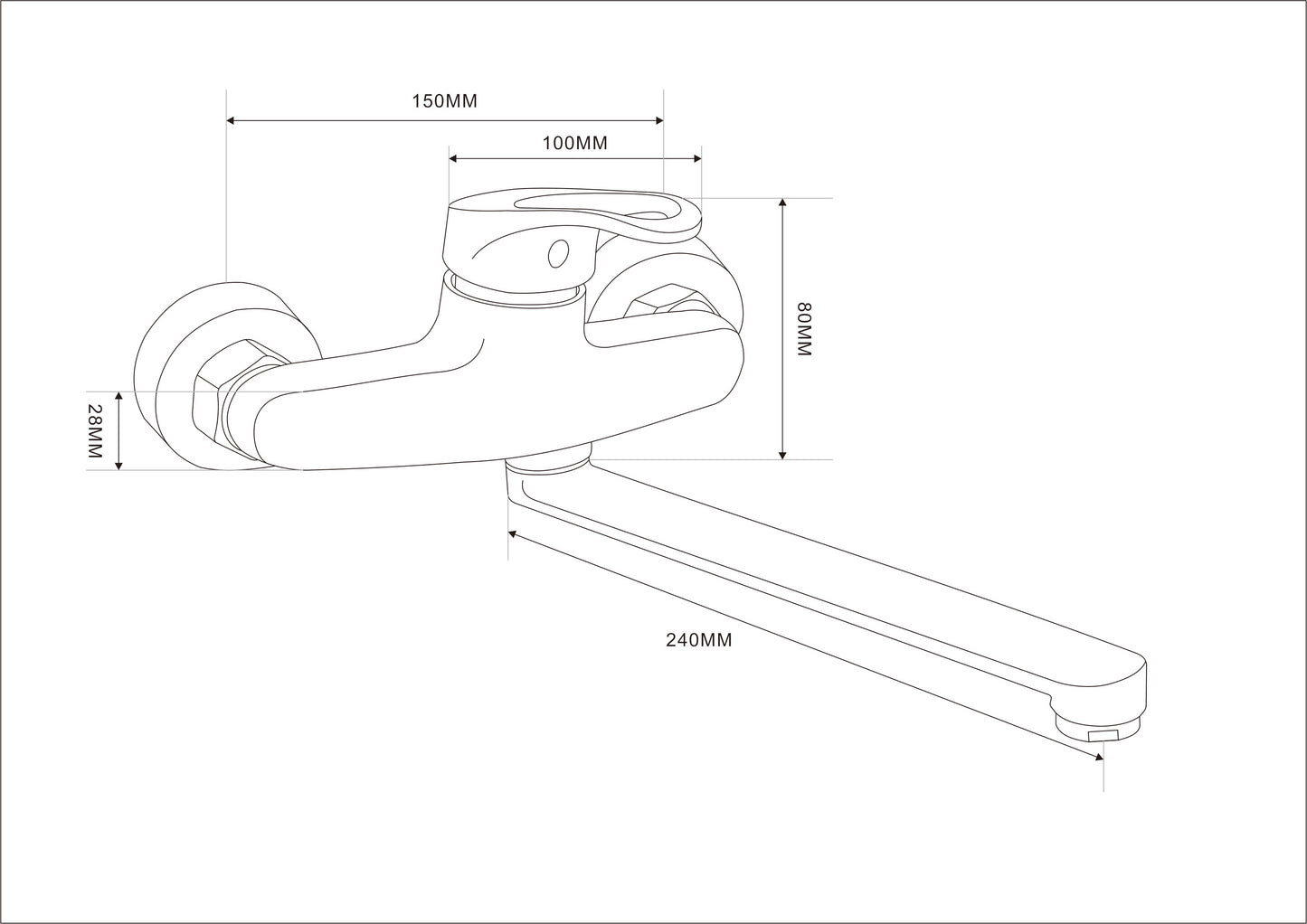 sink wall 25cm spout