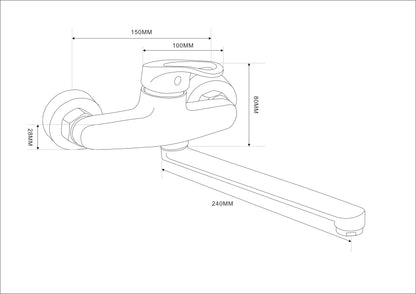 sink wall 25cm spout